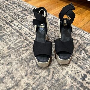 Sam Edelman Black Espadrille Wedge Sandals size 9